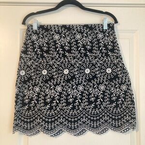 LOFT Black and White Floral Mini Skirt